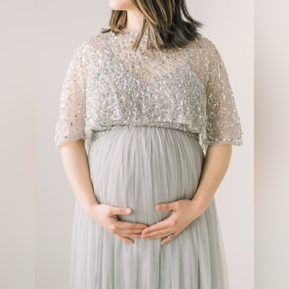 NWT Maya Deluxe Embellished Cape Maxi Dress - Picture 6 of 6